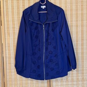 Style & Co Womens 2X Sport Jacket Long Sleeve Eyelets Western Cottagecore Sports